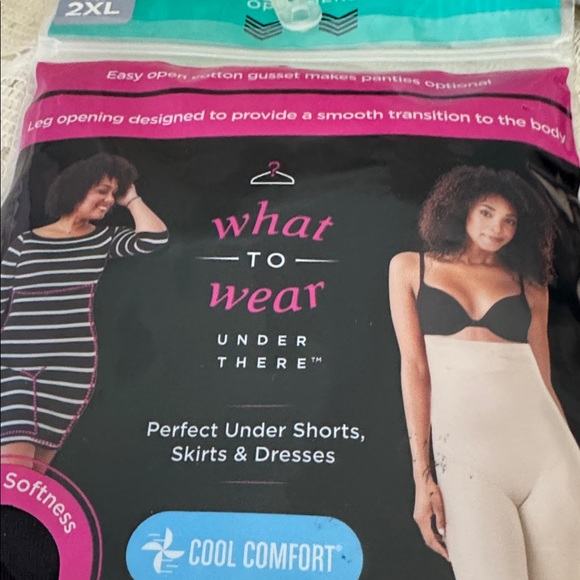 Maidenform Flexees Shapewear High Waist Thigh Slimmer 2XL Ultra firm Tan Black - Picture 5 of 5